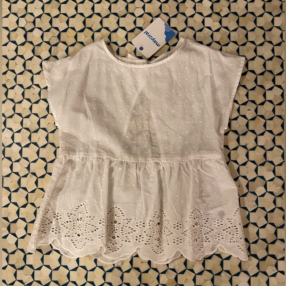 Mayoral Eyelet Embroidered White Top size 10 NWT
